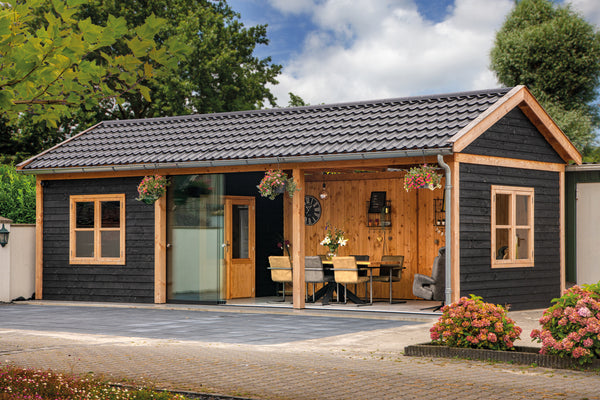  Tuindeco Canada Austin Apex roof Pavilions / Gazebos / Canopies / Pergolas DIY kit that you can add plain or black wood walls, California shutters walls, glass walls, windows or doors and turn it in to pool house, backyard studio, cabana. 