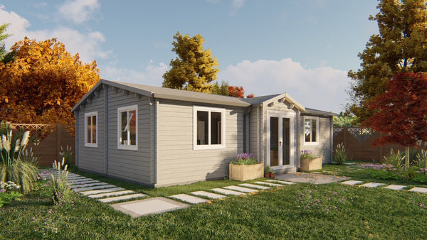 Skerries 70MM  Log Cabin Cottage Prefab Affordable House 34'.4" x 21'.3" (733 SQ FT)