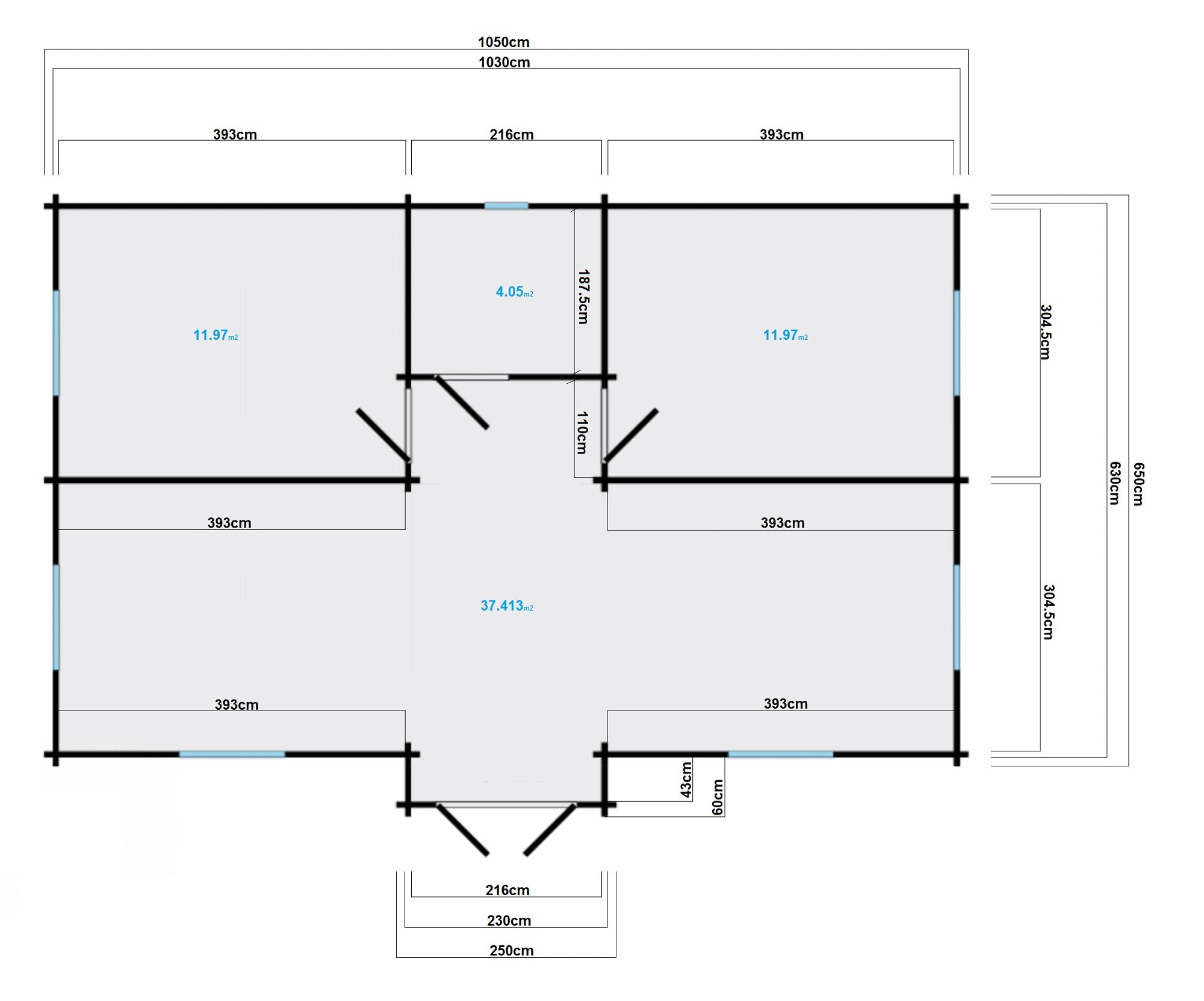 Skerries 70MM  Log Cabin Cottage Prefab Affordable House 34'.4