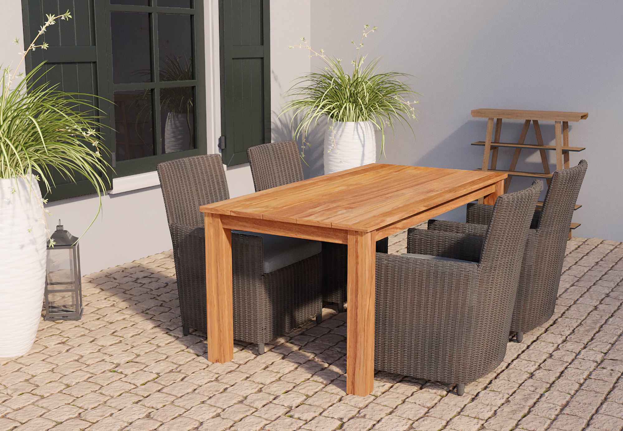 Outdoor Rustic Teak Dining Table up to 14 Person