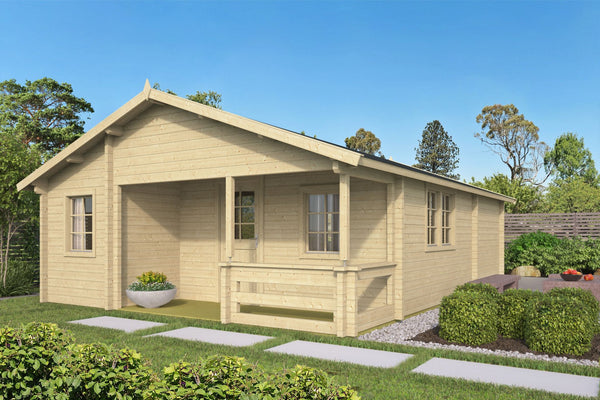 Kay 70MM  Log Cabin Cottage Prefab Affordable House 19'.6" x 26' (510 SQ FT)