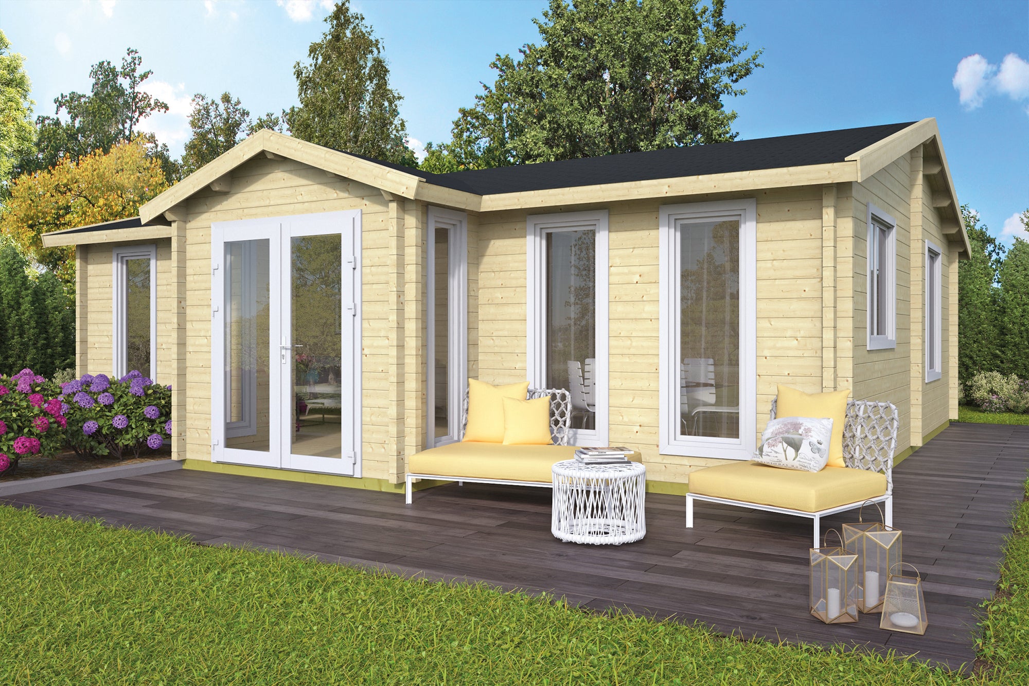 Mullingar 70MM  Log Cabin Cottage Prefab Affordable House 28' x 26' (728 SQ FT)