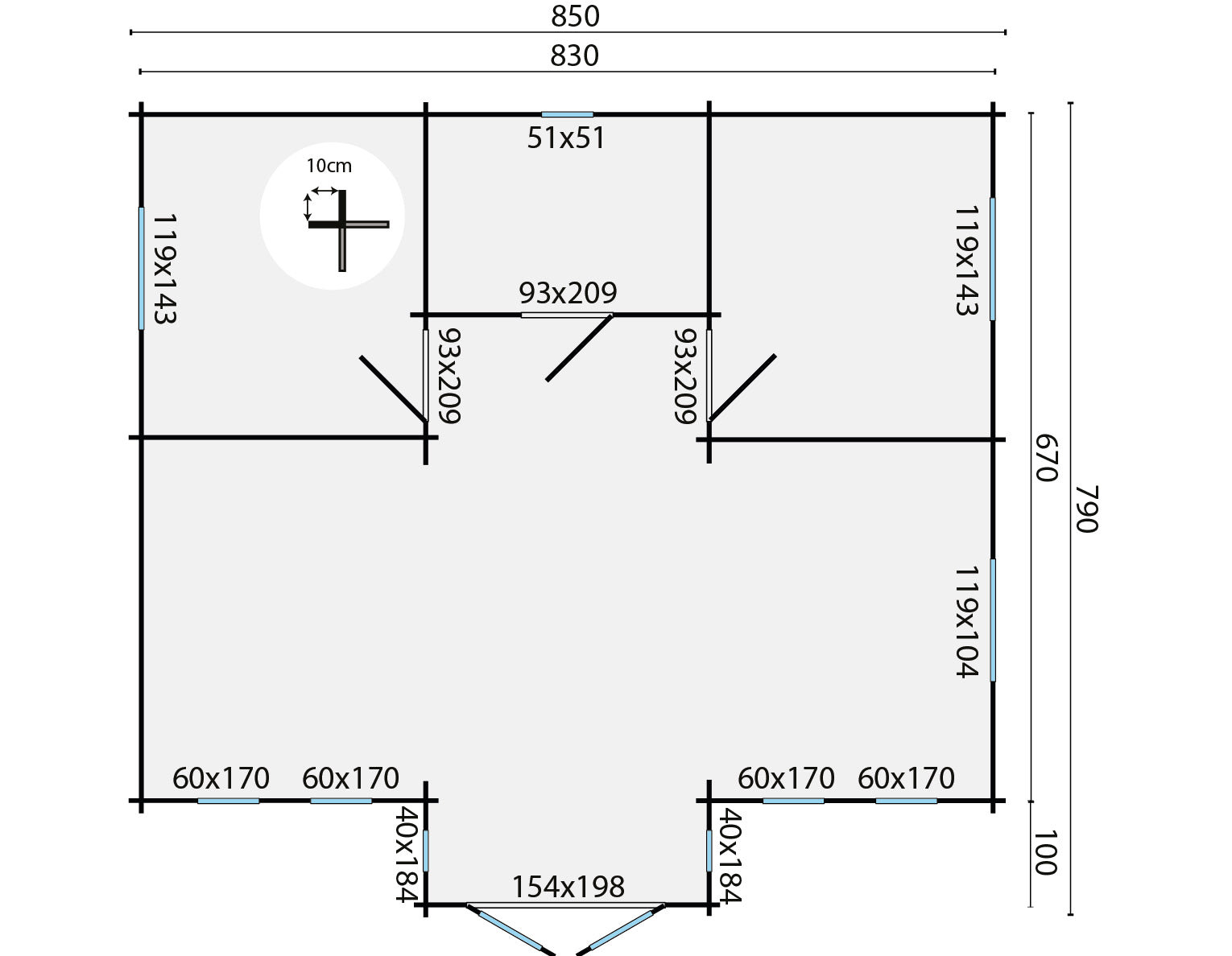 Mullingar 70MM  Log Cabin Cottage Prefab Affordable House 28' x 26' (728 SQ FT)