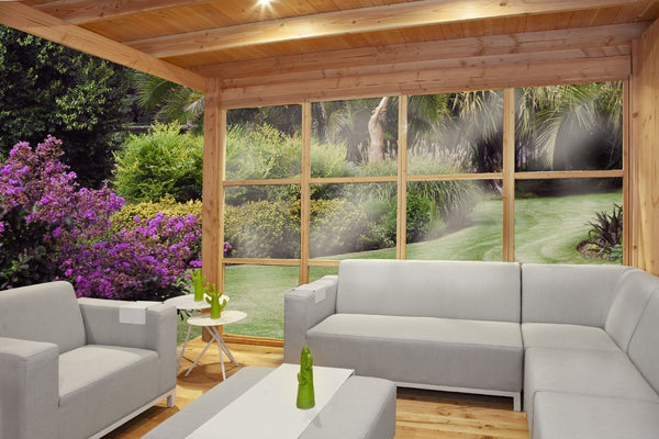 Glass wall module 4-piece 230 x 348 cm Larch Douglas