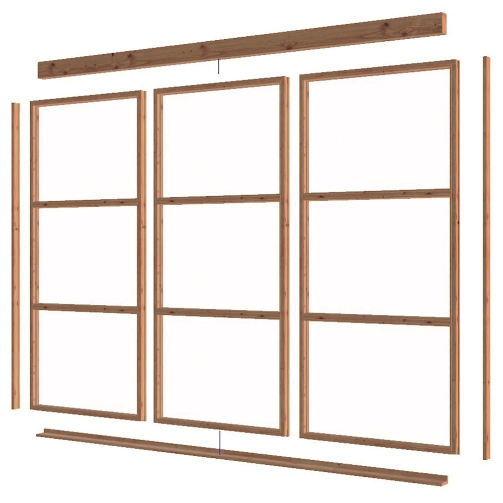 Glass Wall module 3-piece 230 x 298 cm Larch Douglas