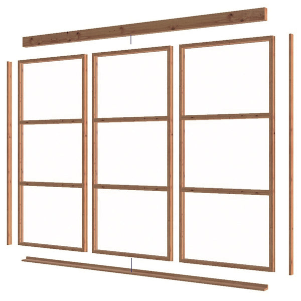 Glass Wall module 3-piece 230 x 298 cm Larch Douglas