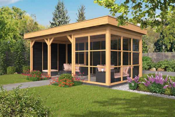 Glass Wall module 3-piece 230 x 298 cm Larch Douglas