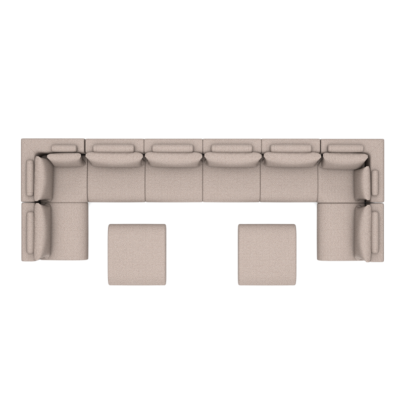 LUXURY LOUNGE SET U-SOFA 230 x 680 x 230  (7',6